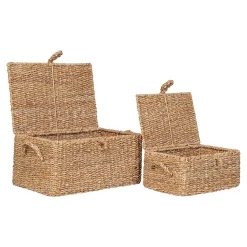 Paniers Bogra en jonc de mer et métal - Ensemble de 2 paniers naturels pour décoration