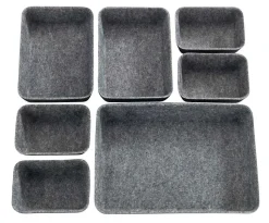 Paniers de rangement en feutre gris, 7 pièces