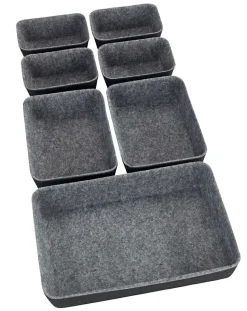 Paniers de rangement en feutre gris, 7 pièces