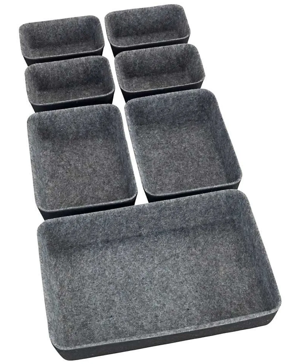 Paniers de rangement en feutre gris, 7 pièces