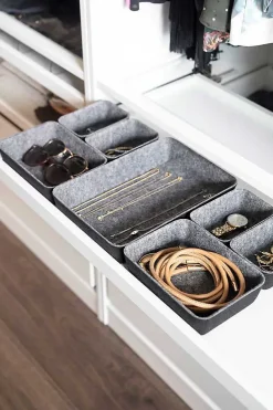 Paniers de rangement en feutre gris, 7 pièces
