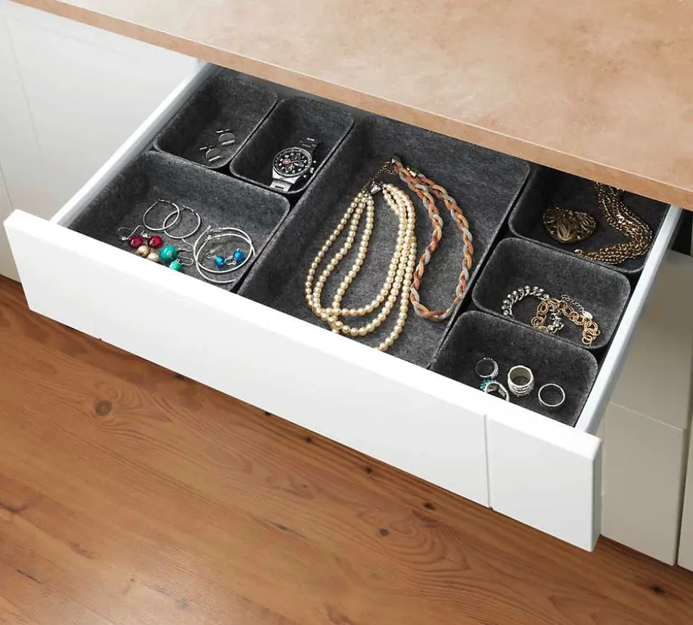 Paniers de rangement en feutre gris, 7 pièces