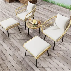 Parasol Double avec Manivelle, 440x270x250 cm, Métal, Crème, pour Terrasse