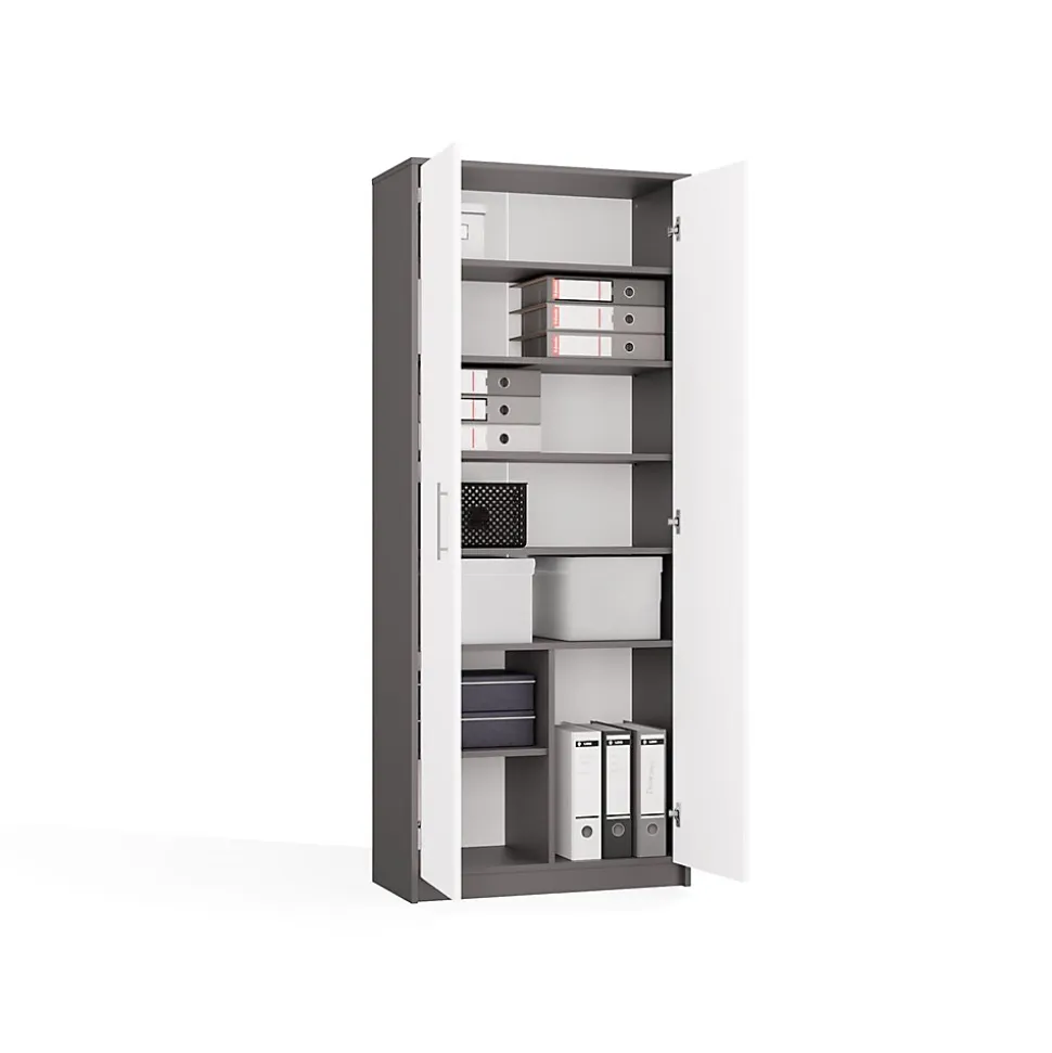 PARLA - Armoire moderne 6 étagères - 180x74x35cm - Meuble de rangement - Armoire bureau