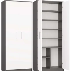 PARLA - Armoire moderne 6 étagères - 180x74x35cm - Meuble de rangement - Armoire bureau