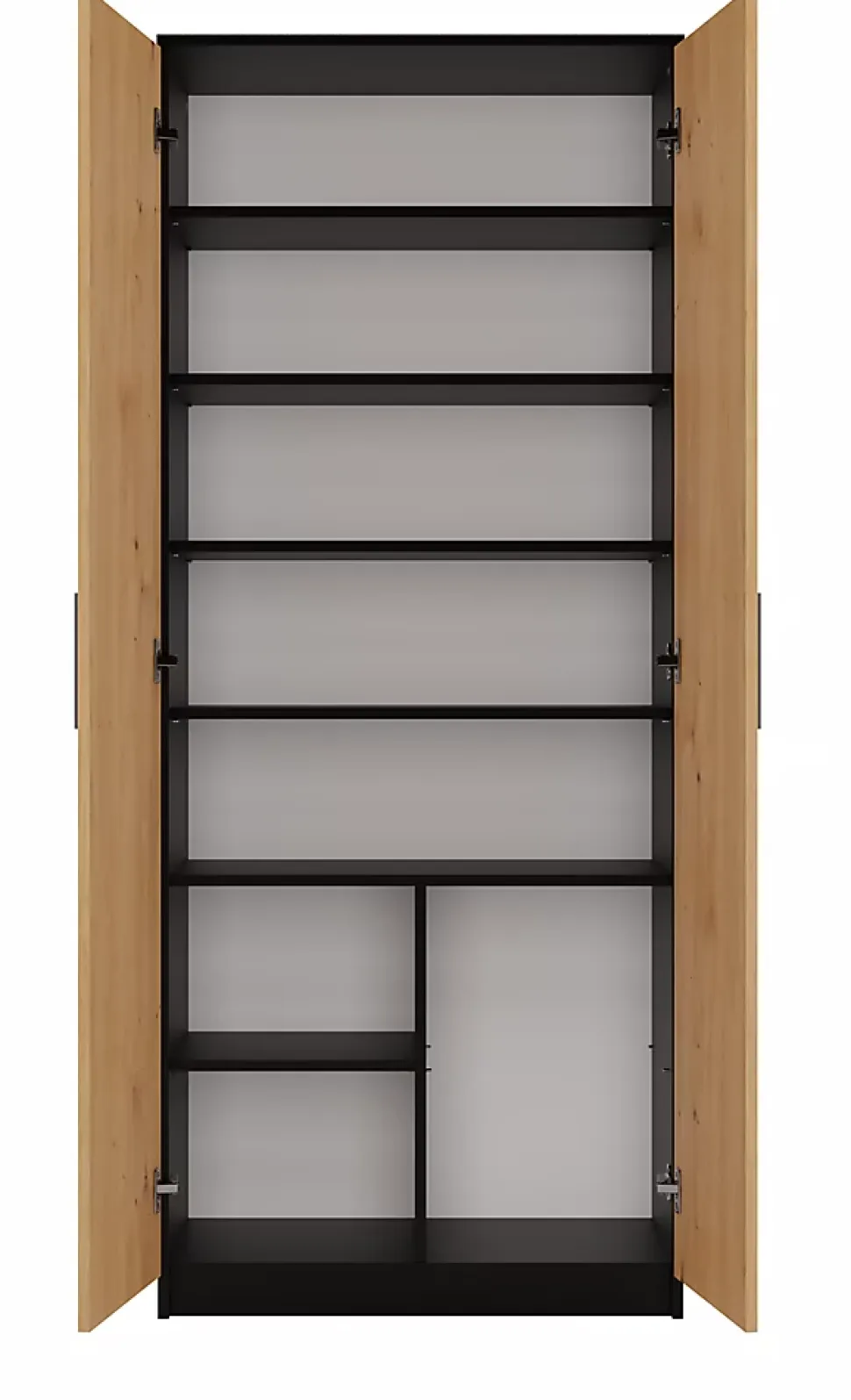 PARLA - Armoire moderne 6 étagères - 180x74x35cm - Meuble de rangement - Armoire bureau