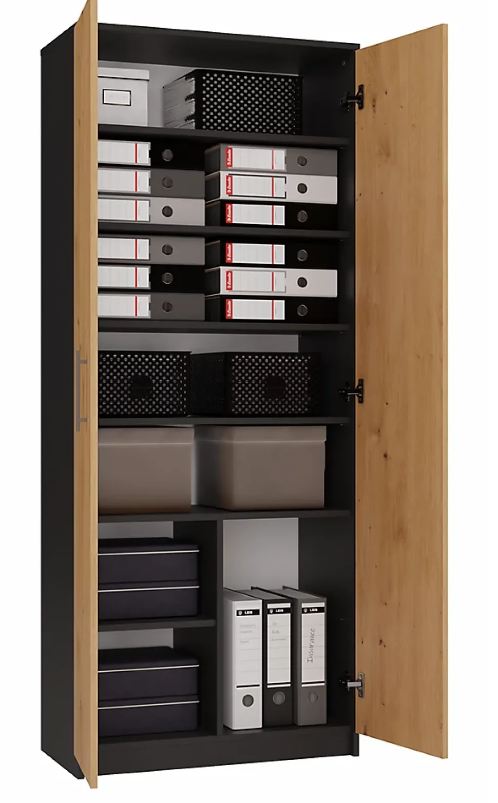 PARLA - Armoire moderne 6 étagères - 180x74x35cm - Meuble de rangement - Armoire bureau