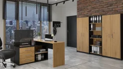 PARLA - Armoire moderne 6 étagères - 180x74x35cm - Meuble de rangement - Armoire bureau