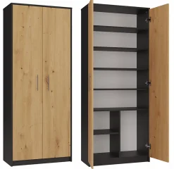 PARLA - Armoire moderne 6 étagères - 180x74x35cm - Meuble de rangement - Armoire bureau