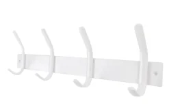 Patère en acier blanc à fixer 4 têtes
