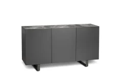 Pegaso Buffet 3 portes (150x45xH 85 cm) en céramique gris foncé