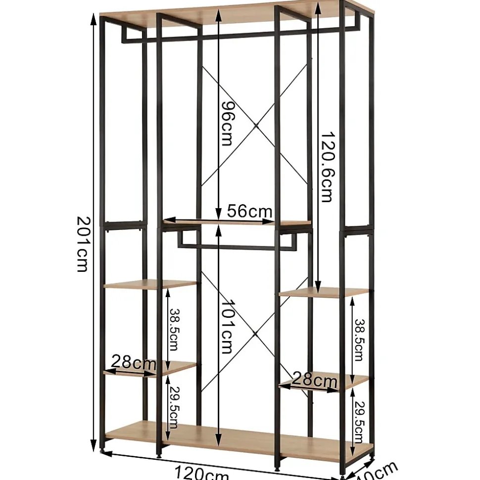 Penderie Bois + Acier Dressing Chambre 201 cm