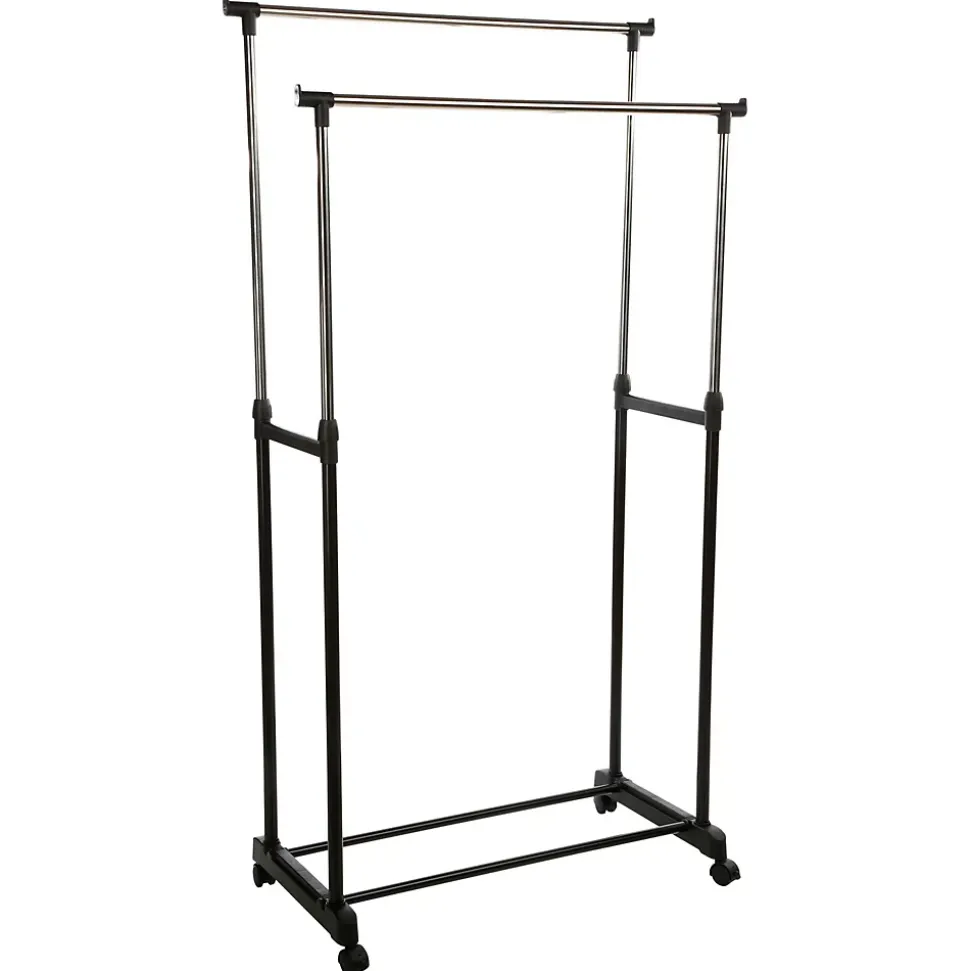 Penderie double portant mobile - 84 x H. 96/170 cm