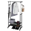 Penderie double portant mobile - H.117/169 cm