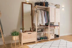 Penderie en bois NOVA, 76,5x38,5x174,5cm, Pin massif