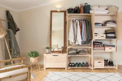 Penderie en bois NOVA, 76,5x38,5x174,5cm, Pin massif