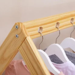 Penderie enfant SALLY en bois massif - Coloris naturel et blanc