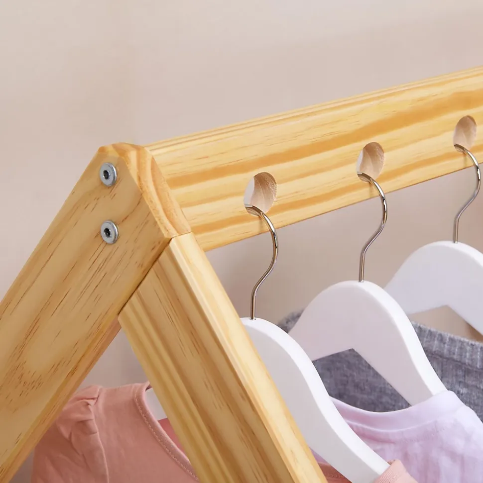 Penderie enfant SALLY en bois massif - Coloris naturel et blanc