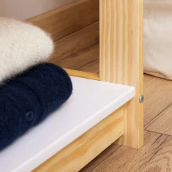 Penderie enfant SALLY en bois massif - Coloris naturel et blanc