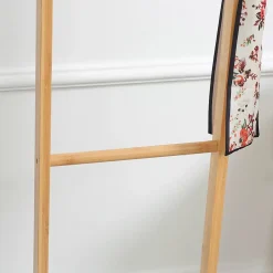 Penderie porte-manteaux - 3 barres de penderie, 2 patères - dim. 36L x 24l x 168H cm - bois bambou