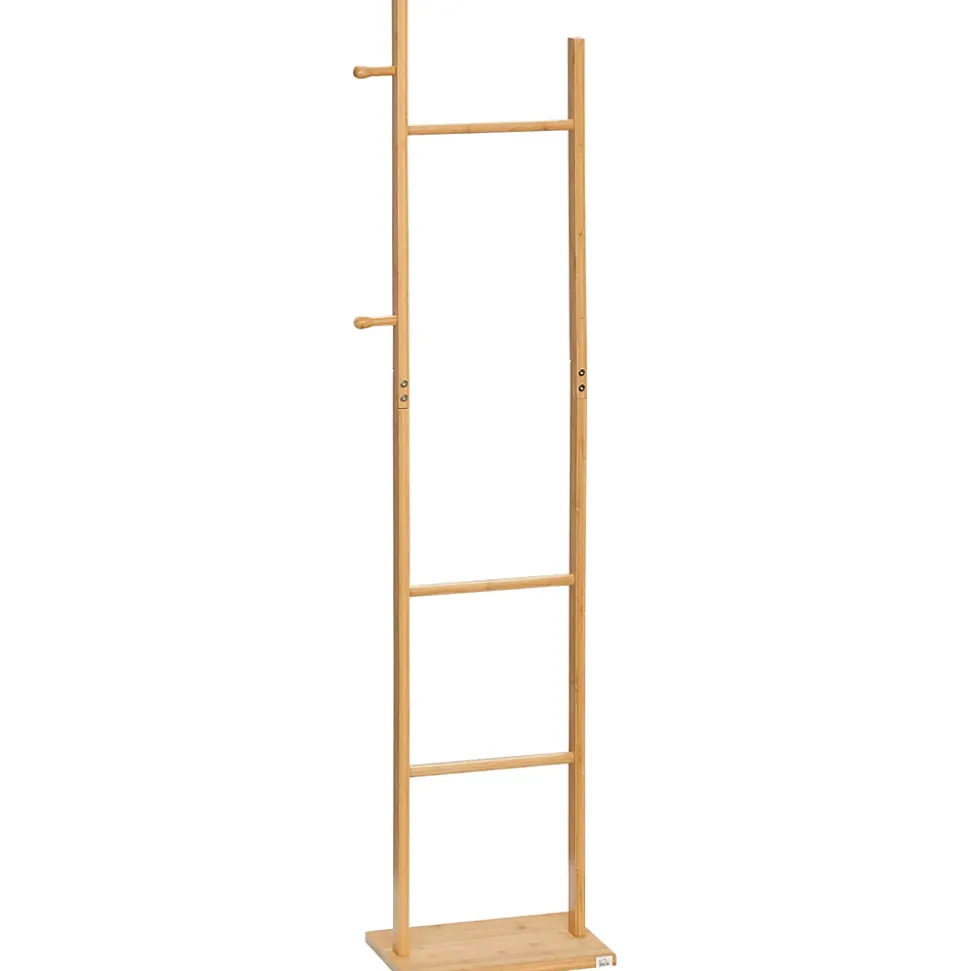 Penderie porte-manteaux - 3 barres de penderie, 2 patères - dim. 36L x 24l x 168H cm - bois bambou