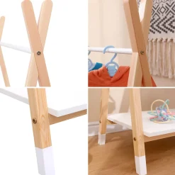 Penderie pour enfant bois et blanche LOU - HAPPY GARDEN