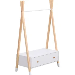 Penderie pour enfant bois et blanche avec tiroir LOU - HAPPY GARDEN