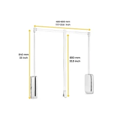 Penderie rabattable blanche pour armoire Sling Largeur télescopique réglable de 45 à 60 cm