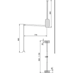 Penderie rabattable blanche pour armoire Sling Largeur télescopique réglable de 45 à 60 cm