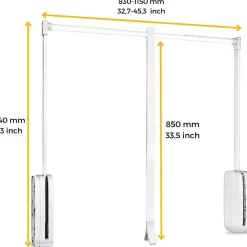 Penderie rabattable blanche pour armoire Sling Largeur télescopique réglable de 45 à 60 cm