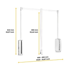 Penderie rabattable blanche pour armoire Sling Largeur télescopique réglable de 60 à 83 cm