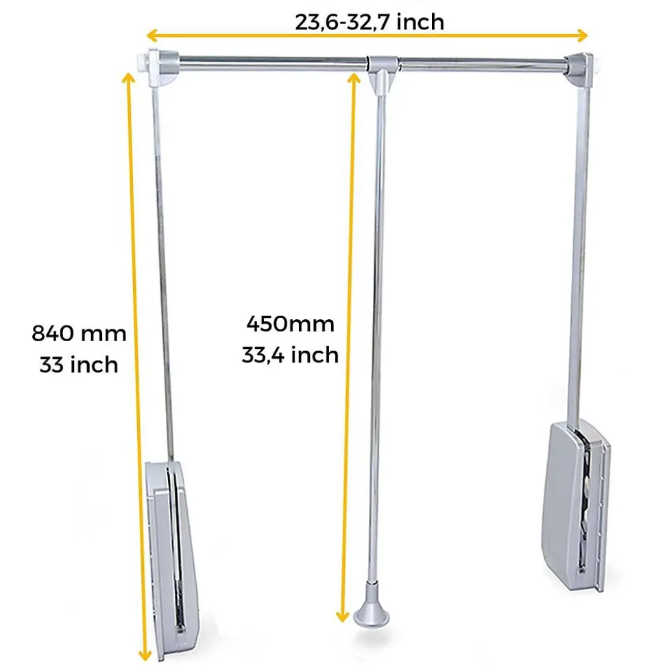 Penderie rabattable chromée pour armoire Hang Largeur réglable de 60 à 83 cm
