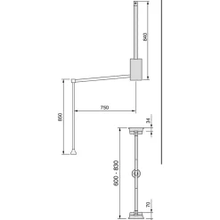 Penderie rabattable chromée pour armoire Hang Largeur réglable de 60 à 83 cm