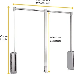 Penderie rabattable chroméee pour armoire Sling Largeur télescopique de 83 à 115 cm
