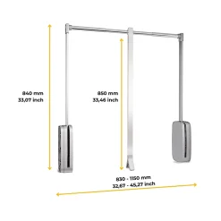 Penderie rabattable chroméee pour armoire Sling Largeur télescopique de 83 à 115 cm