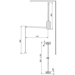 Penderie rabattable chroméee pour armoire Sling Largeur télescopique de 83 à 115 cm