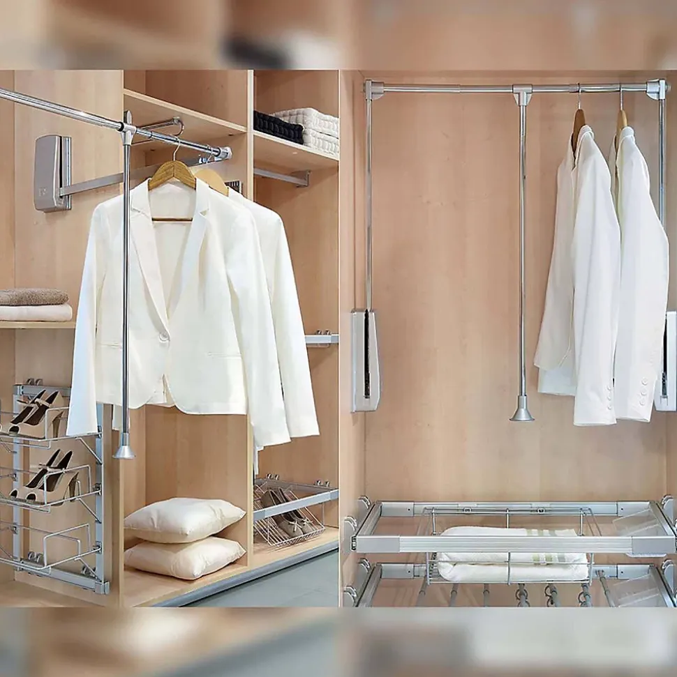 Penderie rabattable chromée pour armoire Hang Largeur réglable de 83 à 150 cm