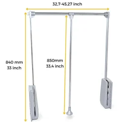Penderie rabattable chromée pour armoire Hang Largeur réglable de 83 à 150 cm