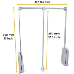 Penderie rabattable chromée pour armoire Hang Largeur réglable de 45 à 60 cm
