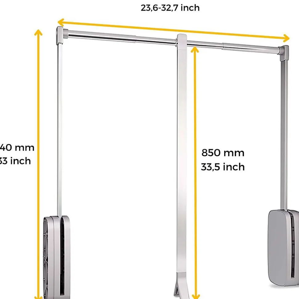 Penderie rabattable chroméee pour armoire Sling Largeur télescopique de 60 à 83 cm