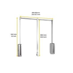 Penderie rabattable chroméee pour armoire Sling Largeur télescopique de 60 à 83 cm