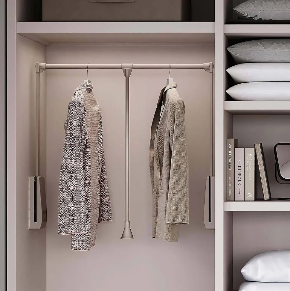 Penderie rabattable gris pierre pour armoire Hang Largeur télescopique de 83 à 115 cm