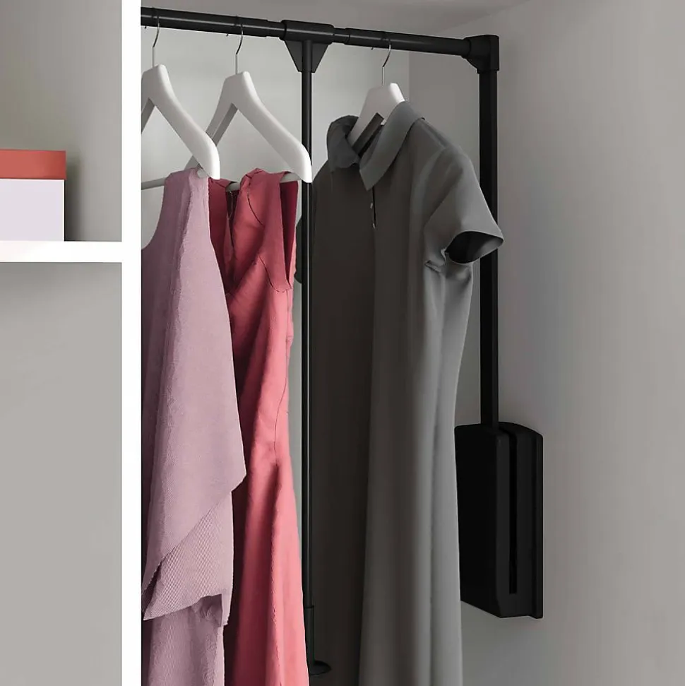 Penderie rabattable noire pour armoire Hang Largeur réglable de 83 à 150 cm