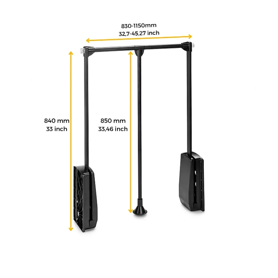 Penderie rabattable noire pour armoire Hang Largeur réglable de 83 à 150 cm