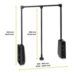 Penderie rabattable noire pour armoire Hang Largeur réglable de 60 à 83 cm