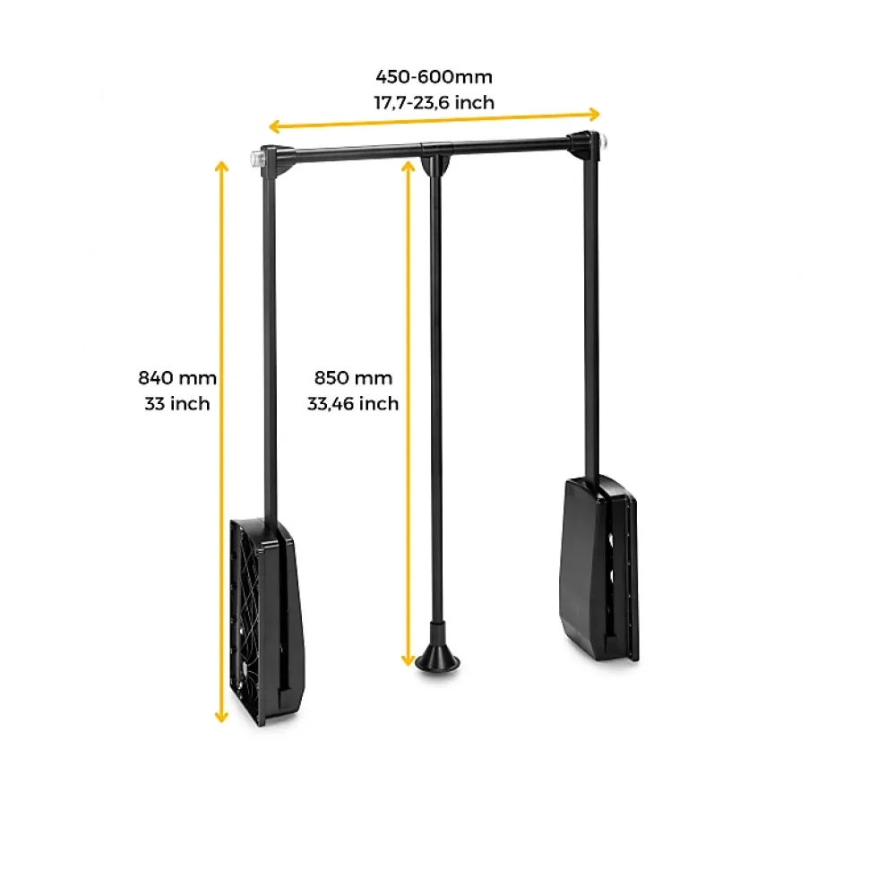 Penderie rabattable noire pour armoire Hang Largeur réglable de 45 à 60 cm