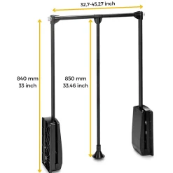 Penderie rabattable noire pour armoire Hang Largeur réglable de 45 à 60 cm
