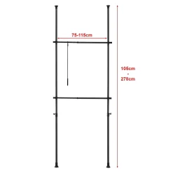 Penderie télescopique Kemi acier laqué 75 -115 cm noir en.casa