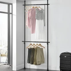 Penderie télescopique Kemi acier laqué 75 -115 cm noir en.casa