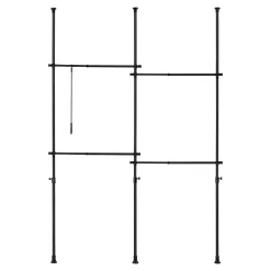 Penderie télescopique Kemi acier laqué 150 - 230 cm noir en.casa